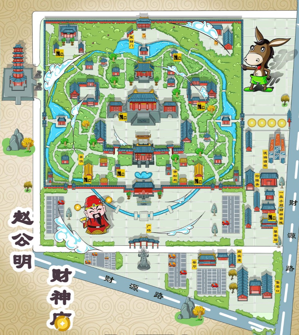 竹溪寺庙类手绘地图
